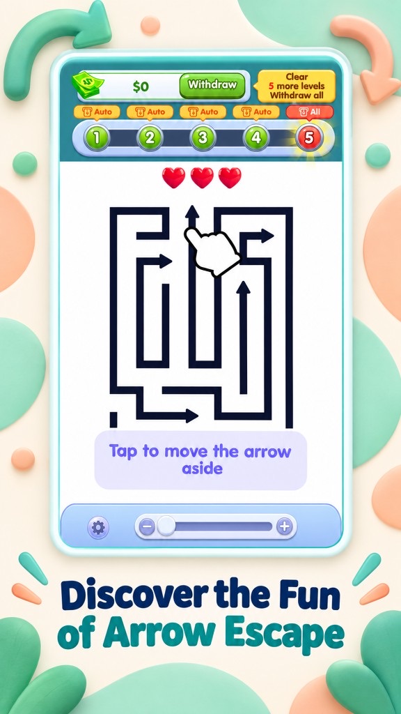 Arrow Maze Escape gameplay — tap arrows with a clear path to escape